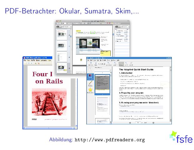PDF-Betrachter:Okular,Sumatra,Skim,... Abbildung: http://www.pdfreaders.org 